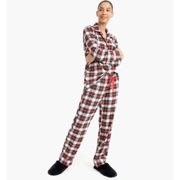 J. Crew Plaid Flannel Pajama White-Out‎ Plaid Red Multi Size XS - Picture 3 of 12